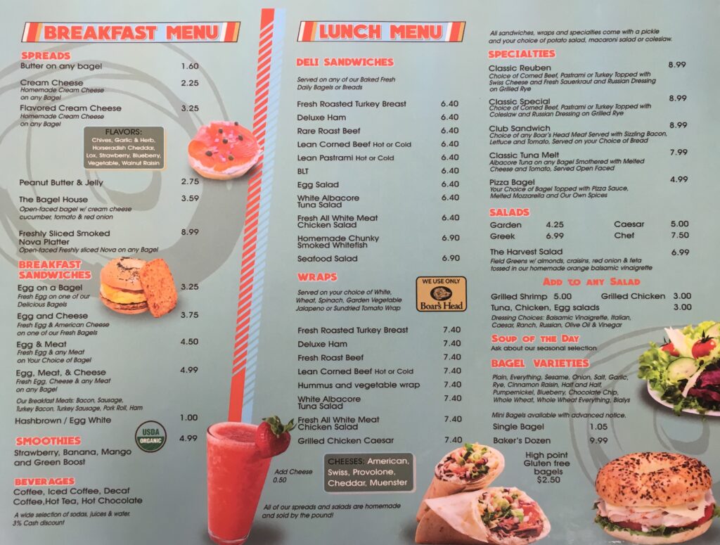 The Bagel House Menu